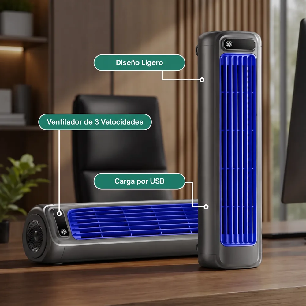 BrisaFría: diseño ligero, ventilador de 3 velocidades y carga por USB